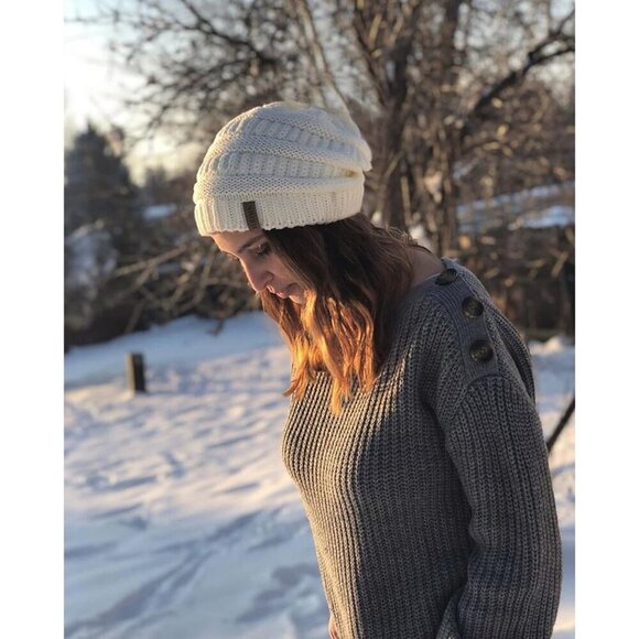 Women\'s Knitted Beanie Green Cozy Skull Ski Hats Cap Winter Warm Slouchy Design main image 7